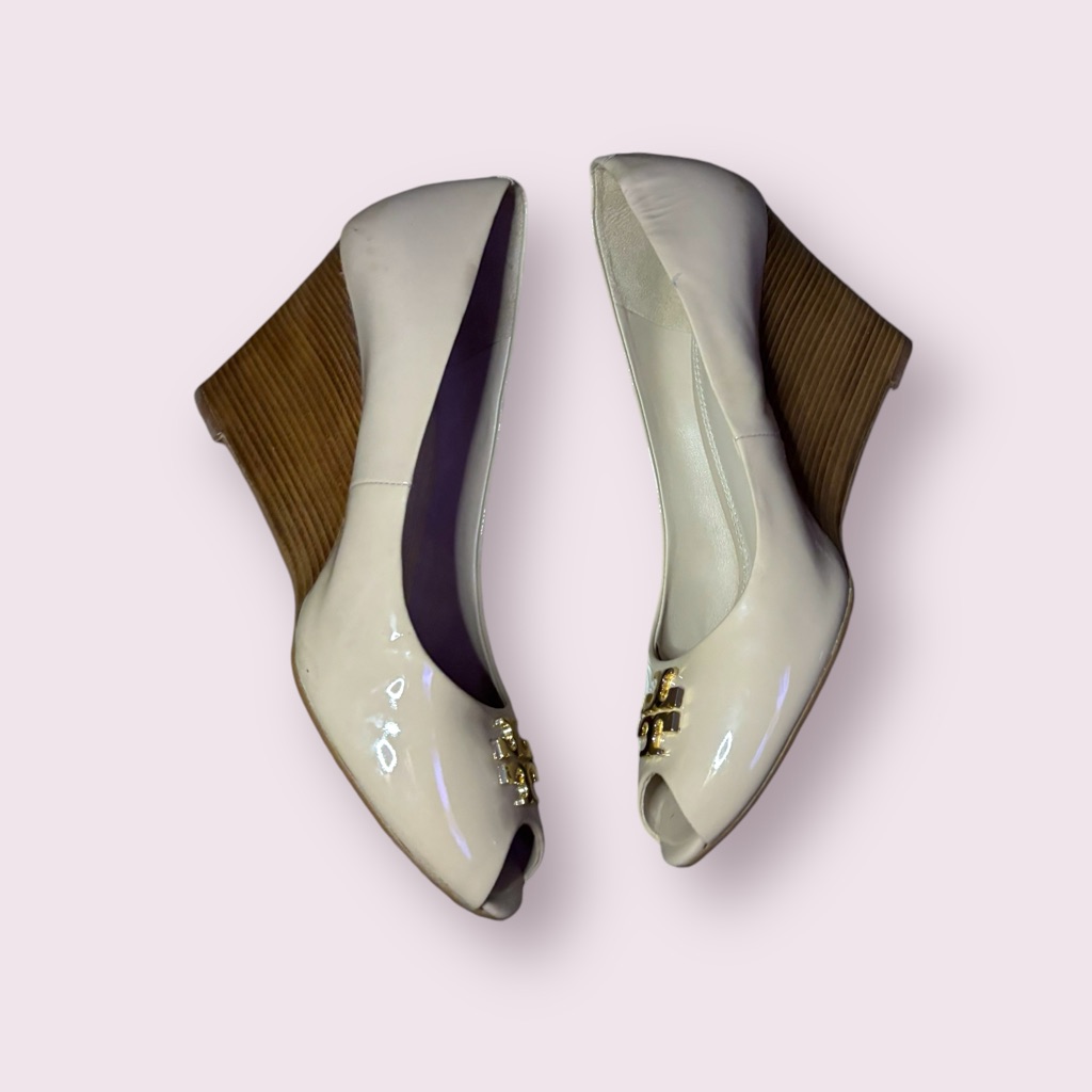 Tory Burch Jade 85mm Open Toe Wedge With Authentication